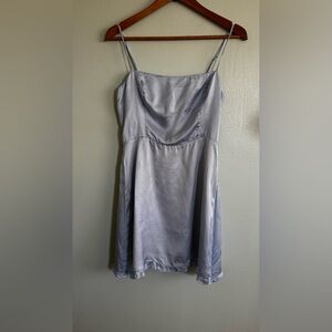 Wilfred Strapless Satin Slip Dress in Pale Blue